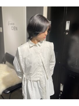 ソワンドゥブレスシエン 堀江店(soin de brace CIEN) 韓国風ショート×ブルーグレー