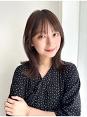 ミディアム 前髪カタログ ブラウンベージュ イメチェンヘア