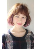 ”耳にかけても可愛い☆ふんわりボブ☆インナーカラーピンク”
