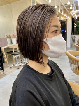 ロンドポレール 北千住(Lond polaire) 【航治郎】パツっとボブ/セクションカラー/ペールベージュ