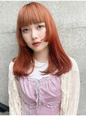 【佐藤諒】姫カットワイドバングオレンジカラーケアブリーチ