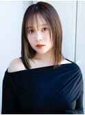 ミディアムボブぱっつん前髪姫カットフェイスレイヤー大人女子