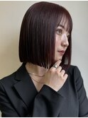 レッドカラー/切りっぱなしボブ/高松