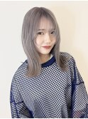 外ハネミディアム×顔まわりレイヤー×ラベンダーアッシュ