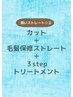  【 おすすめ 】 カット ＋ 毛髪保修ストレート ＋ ３ステップトリートメント
