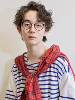 アップバング/シャドウパーマ/アッシュブラウン/メンズパーマ