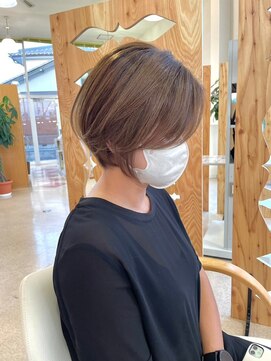 サンタフェ 柳津店(Santa'Fe) Santa'Fe式脱白髪染め白髪ぼかしカラー/ショート/キャメル