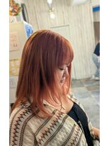 ヘアリゾートエーアイ 浅草店(hair resort Ai)&nbsp;レイヤーボブ+アプリコットオレンジ