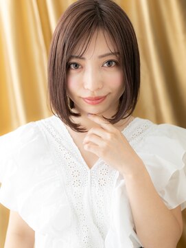 カバーヘア ブリス 川口(COVER HAIR bliss) ミルクブラウンワンカール前下がり小顔ボブディX川口30代40代