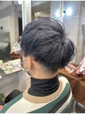 ツーブロック刈り上げショート/ブルー系カラー【池袋/本松】