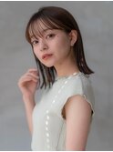 20代30代大人かわいい/シルキーベージュ/切りっぱなしボブ/前髪