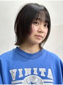 丸くならないフェイスレイヤーくびれボブ×ぱっつん前髪