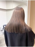 くびれヘアアプリコットオレンジ夏ヘアハイライトカラー韓国ヘア