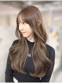 【透明感カラー】姫カットレイヤー/韓国風巻き/くすみベージュ