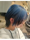 【＆ONE　自由が丘】ショートボブ　×　ハイトーンブルー
