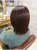 パープルブラウン/切りっぱなしボブ