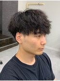 フェザーパーマサーフカール刈り上げセンターパート