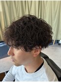 王道波巻きパーマ