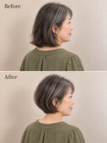 aptas 青山/表参道 白髪染め/白髪ぼかしハイライト/ボリュームアップエクステ&nbsp;60代の大人ボブ｜表参道・青山