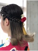 編み込みハーフアレンジ
