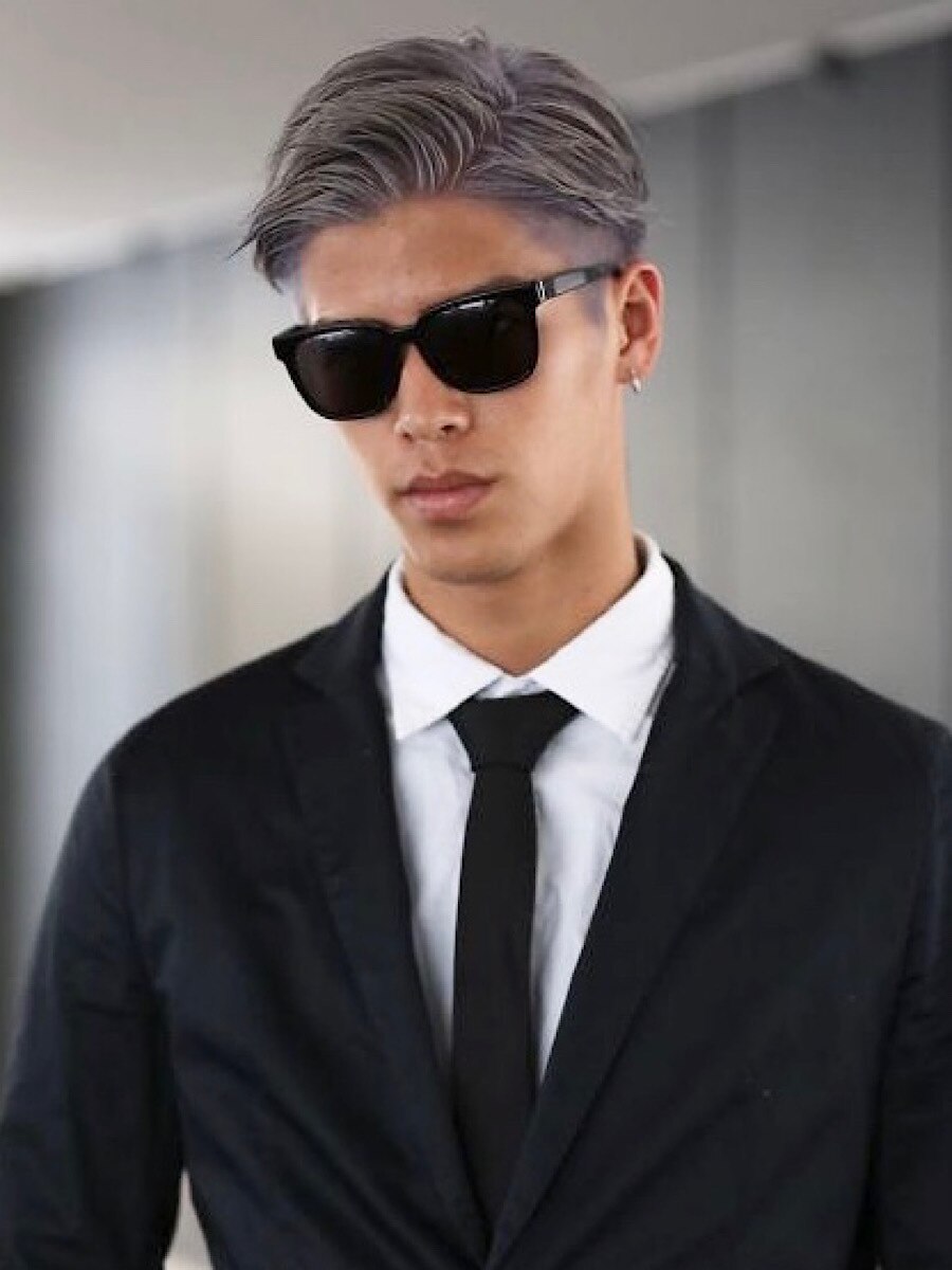 白鳥大珠選手ヘア 73分け オールバックシルバーアッシュ：L075373556