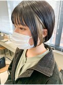 前下がりボブ、インナーカラー、アッシュ、グレージュ