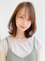 小顔前髪Aラインボブイヤリングカラーかきあげマロンベージュ♪