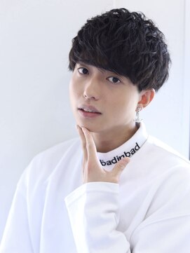 ソイクフ(SOY KUFU) 【soy-kufu】MEN'S HAIR波アッシュブラック巻きマッシュパーマ