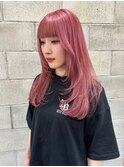 松尾菫菜/ハイトーンピンク/ブリーチ/韓国風レイヤーカット
