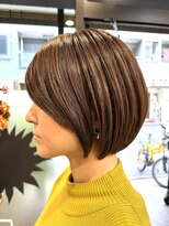 リノナ(Linona)&nbsp;ロングショートワンカールパーマカーキグレージュ前髪錦糸町