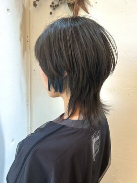 ヘアー ラボ(hair labo) ハンサムウルフ インナーカラー　ブルー