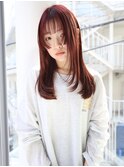 姫カットレイヤー/チェリーレッド/大人かわいい/新百合ヶ丘
