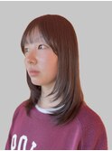 暗髪◎顔周りレイヤー小顔黒髪セミロング艶