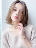 ヘルシー大人ボブ*ミディアムボブ*顔周りカット*ベージュカラー