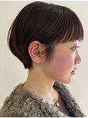 春のくびれベリーショート透明感カラー小顔前髪ブルバング