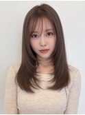 レイヤーカット/ブリーチなしダブルカラー/アッシュベージュ
