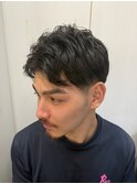メンズビジネス爽やかアップバングツーブロショート理容室顔剃り