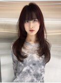ココアベージュ×レイヤー[小顔/黒髪/オリーブグレー]