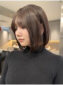 原宿韓国顔周りレイヤーミルクティーベージュマロンブラウン暗め