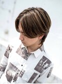 曲がる縮毛矯正ハイライトセンターパートウルフ
