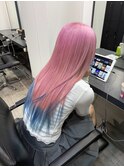 ペールピンクミルクティペールブルーグラデーションエンドカラー