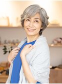 【えがお美容室】50代60代に人気◎白髪を活かしたショートボブ