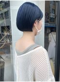 ネイビーブルー　ミニボブ　ショートボブ　/中西