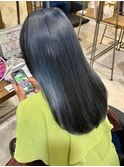 ブルージュツヤ髪ロングくすみ透明感髪質改善カラー