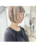 アンブレラカラーハイトーンボブケアブリーチダブルカラー
