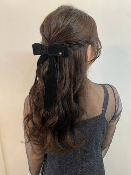 ジゼル 博多筑紫口店(GiseL) ハーフアップ　ヘアセット　リボン　結婚式　ライブ　20代30代