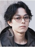 仙台センターパートフェザーパーマニュアンスパーマ刈り上げ30代