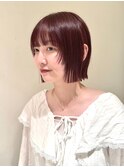 ボブ　レイヤーボブ　フェイスレイヤー　暖色カラー 