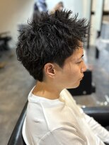 ニアウ 高崎店(Niau)&nbsp;メンズスパイキーショートツイストスパイラルパーマ群馬高崎眉毛