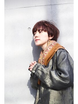 レンジシ オモテサンドウ(RENJISHI omotesando) オレンジのワンサイドショート 毛先パーマ (RENJISHI 池田)